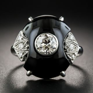 Art Deco Black Onyx and Diamond Ring