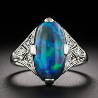 Art Deco Black Opal and Diamond Ring - 2