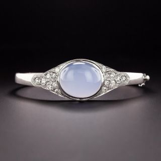 Art Deco Blue Chalcedony and Diamond Bangle Bracelet - 1