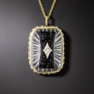 Art Deco Camphor Glass and Diamond Pendant  - 3