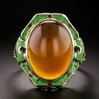 Art Deco Carnelian and Enamel Ring by Robins Bladen & Robins - 3