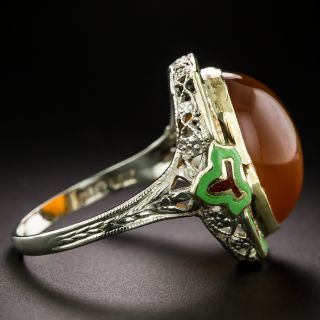 Art Deco Carnelian and Enamel Ring by Robins Bladen & Robins