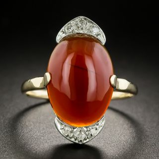 Art Deco Carnelian and Rose-Cut Diamond Ring - 2