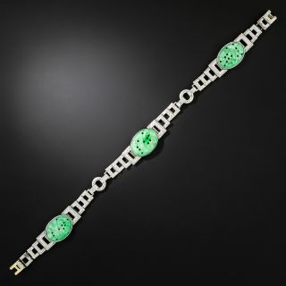 Art Deco Carved Jade Bracelet  - 2