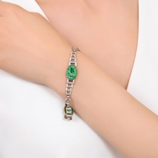 Art Deco Carved Jade Bracelet 