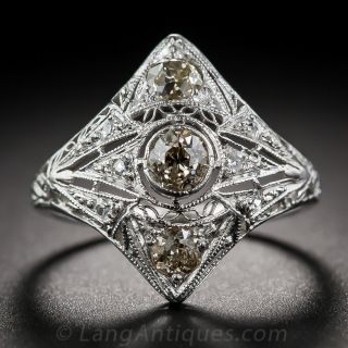 Art Deco Champagne Diamond Dinner Ring