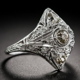 Art Deco Champagne Diamond Dinner Ring