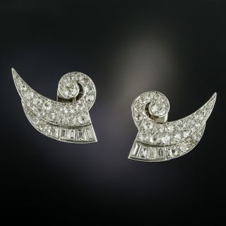 Art Deco Convertible Diamond Clip Earrings/Dress Clips - 2
