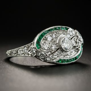 Art Deco Diamond and Calibre Emerald Ring
