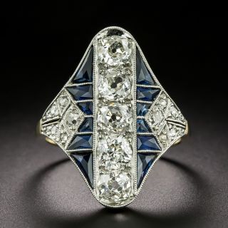 Art Deco Diamond and Calibre Sapphire Dinner Ring - 2