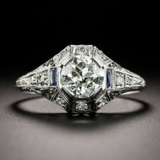 Art Deco Diamond and Calibre Sapphire* Engagement Ring, GIA - K VS1 - 3