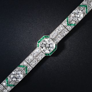 Art Deco Diamond and Emerald Bracelet - 4