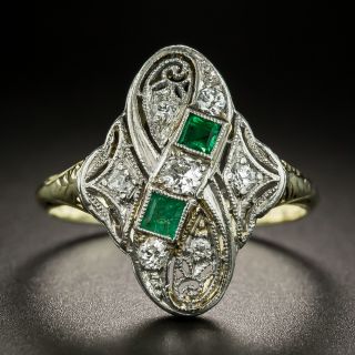 Art Deco Diamond and Emerald Dinner Ring - 2