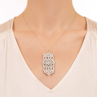 Art Deco Diamond and Emerald Pendant/ Brooch