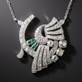 Art Deco Diamond and Emerald Spray Necklace - 3