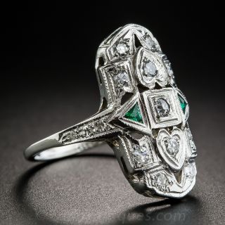 Art Deco Diamond and Green Calibre Dinner Ring