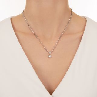 Art Deco Diamond and Natural Pearl Necklace