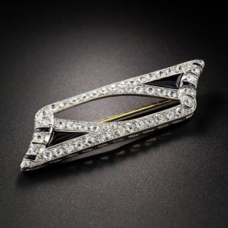 Art Deco Diamond and Onyx Brooch - 6