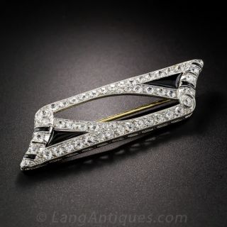 Art Deco Diamond and Onyx Brooch