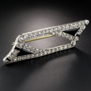 Art Deco Diamond and Onyx Brooch - 4