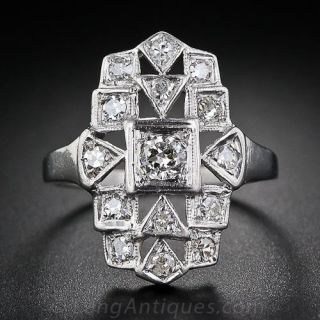 Art Deco Diamond and Platinum Dinner Ring 