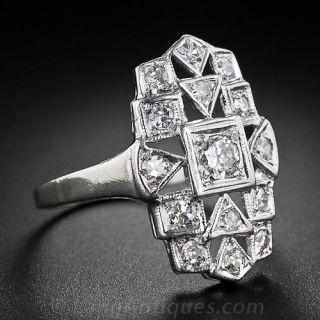 Art Deco Diamond and Platinum Dinner Ring 