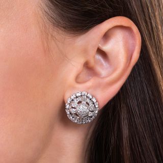 Art Deco Diamond and Platinum Dome Clip Earrings