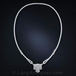 Art Deco Diamond and Platinum Fringe Necklace - 3