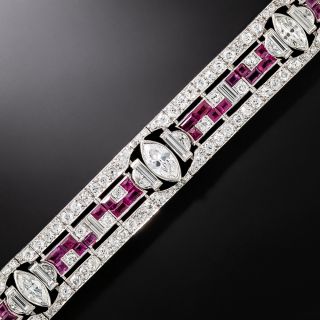 Art Deco Diamond And Ruby Bracelet - 3