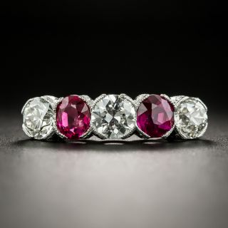 Art Deco Diamond and Ruby Five-Stone Ring - 2