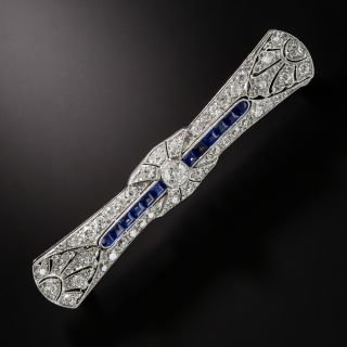 Art Deco Diamond and Sapphire Bar Pin - 5