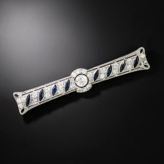 Art Deco Diamond and Sapphire Bar Pin by Reed and Barton - 4