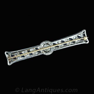 Art Deco Diamond and Sapphire Bar Pin