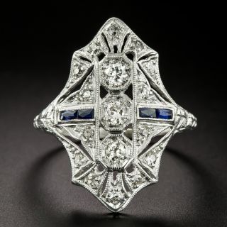 Art Deco Diamond and Sapphire* Dinner Ring - 2