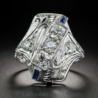 Art Deco Diamond and Sapphire Dinner Ring