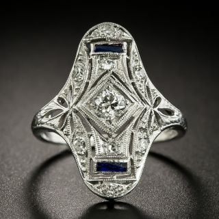 Art Deco Diamond and Sapphire Dinner Ring - 2
