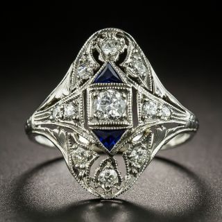 Art Deco Diamond and Sapphire Dinner Ring - 2