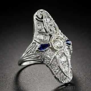 Art Deco Diamond and Sapphire Dinner Ring