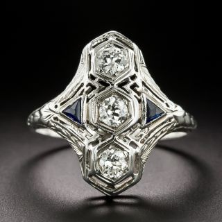 Art Deco Diamond and Sapphire Dinner Ring By Belais Bros. - 4