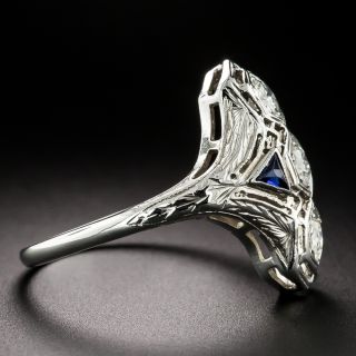 Art Deco Diamond and Sapphire Dinner Ring By Belais Bros.