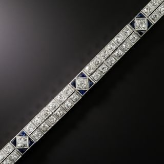 Art Deco Diamond and Sapphire* Double Line Bracelet - 2