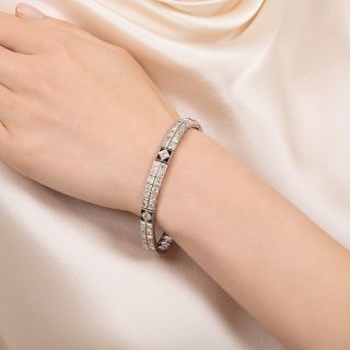 Art Deco Diamond and Sapphire* Double Line Bracelet