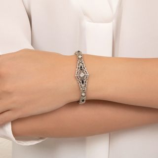 Art Deco Diamond and *Sapphire Filigree Bracelet 