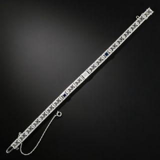 Art Deco Diamond and Sapphire Filigree Bracelet - 2