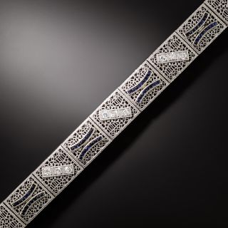 Art Deco Diamond and Sapphire* Filigree Bracelet - 2