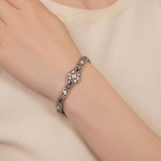 Art Deco Diamond and Sapphire* Filigree Bracelet