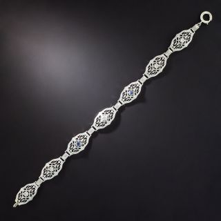 Art Deco Diamond and Sapphire Filigree Bracelet - 2