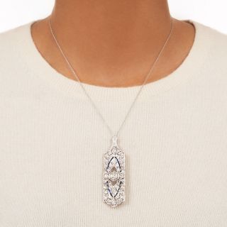 Art Deco Diamond and Sapphire* Lavalière/Brooch