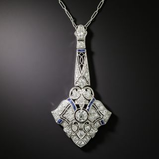 Art Deco Diamond and Sapphire Lavaliere Necklace - 2