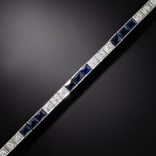 Art Deco Diamond and Sapphire Line Bracelet - 3